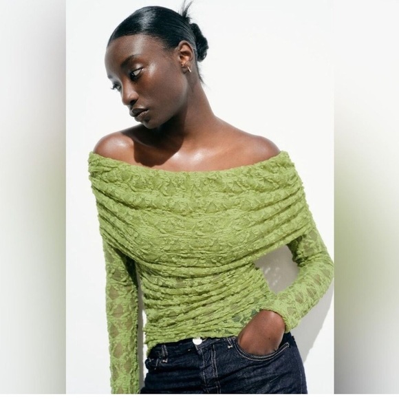 ZARA Off shoulder lace top size S - Picture 5 of 16